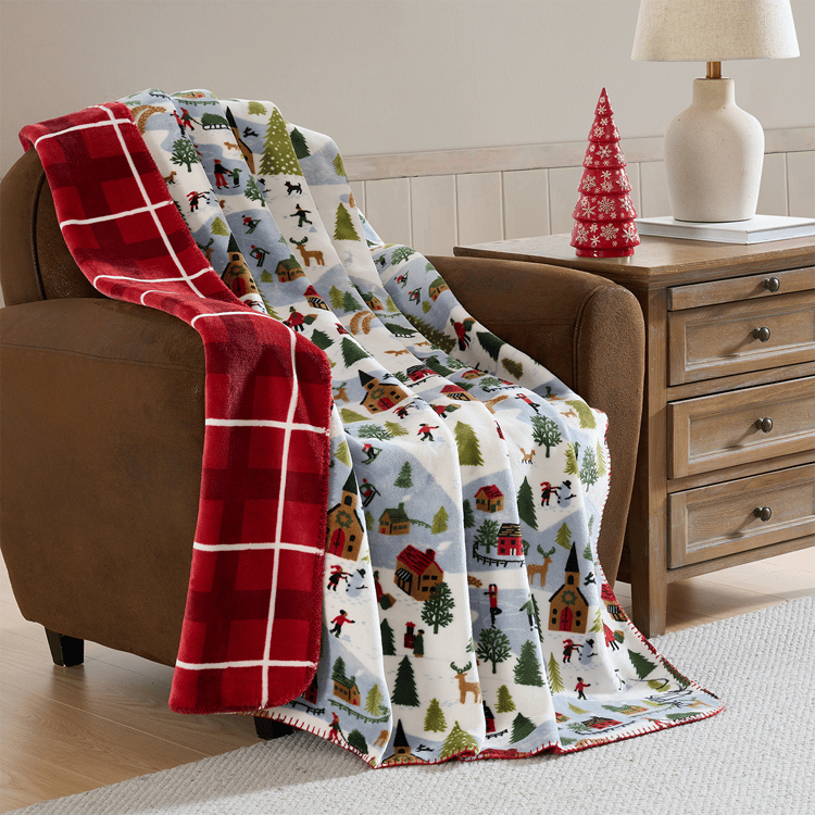 Hallmark Frostvale Reversible Plush Holiday Throw