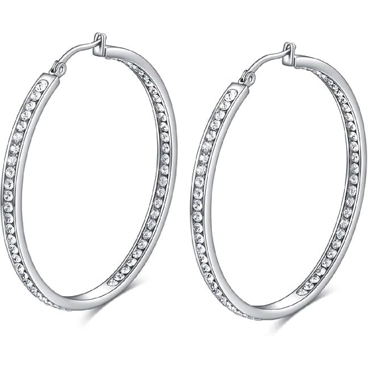 Saffron Silver Tone Inside Out 40mm Hoop Earrings