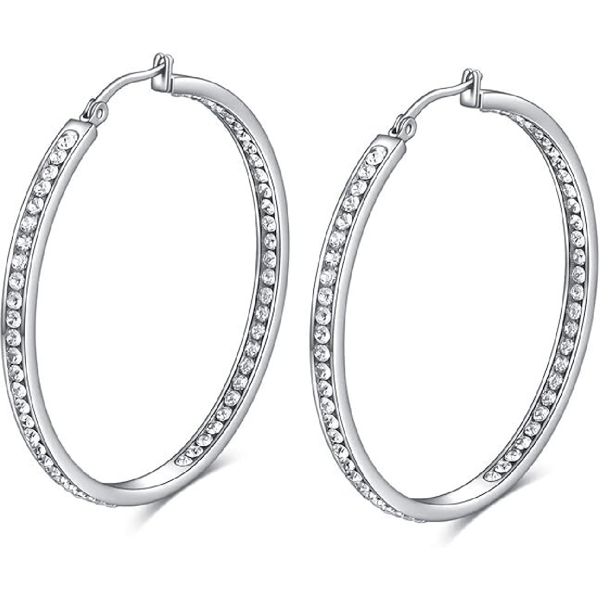 Saffron Silver-Tone Inside Out 40mm Hoop Earrings - image 