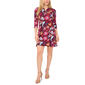 Petite MSK 3/4 Sleeve Floral 1/2 Zip Neck A-Line Dress - image 3