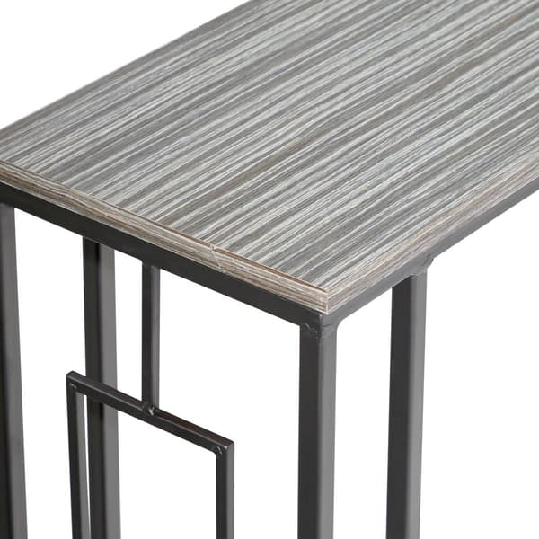 9th & Pike® Grey Metal and Wood Contemporary Accent Table