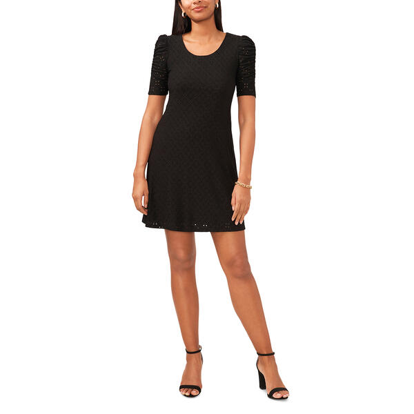 Womens MSK Puff Sleeve Eyelet Ruffle Hem Sheath Dress - image 
