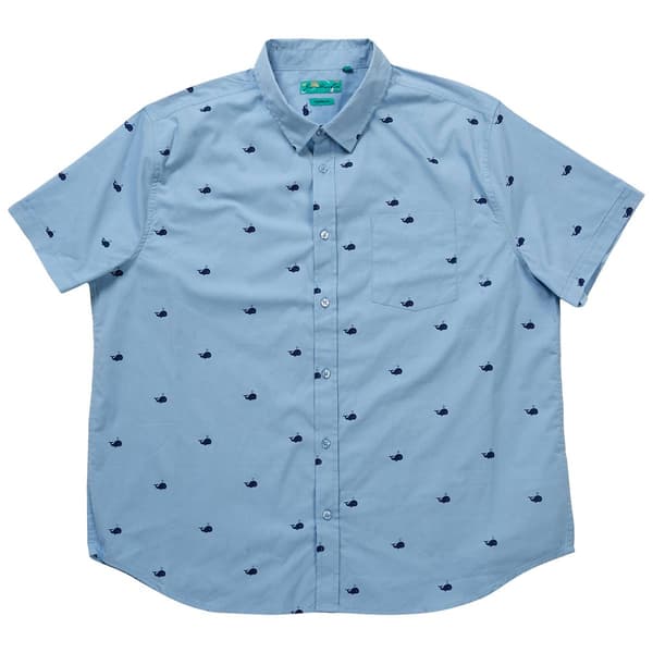 Mens Big & Tall Joe Marlin Whales Button Down Shirt - Cosmic Blue - image 