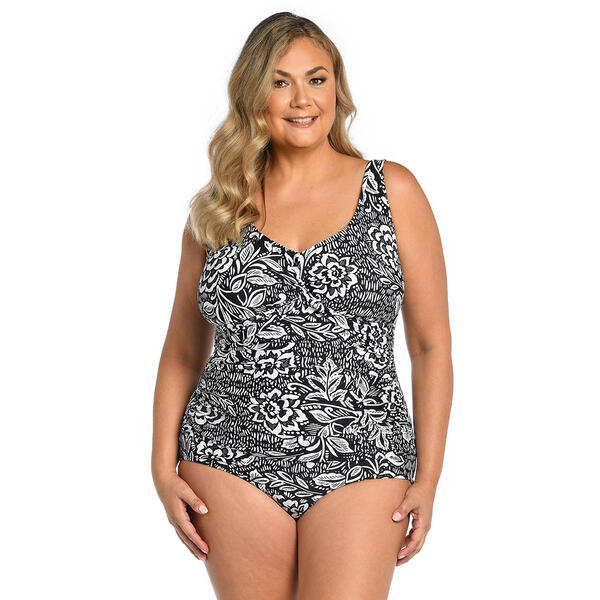 Plus Size Maxine Tahittan Tribe Twist Front One Piece Swimsuit - image 