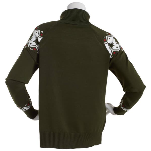 Plus Size Retrology Christmas Tree Fair Isle Turtleneck Sweater