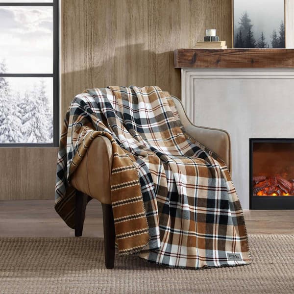 Eddie Bauer Trailhead Plaid Stripe Reversible Throw
