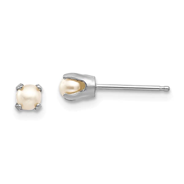 Gemstone Classics&#40;tm&#41; White Gold 3mm. Pearl Stud Earrings - image 
