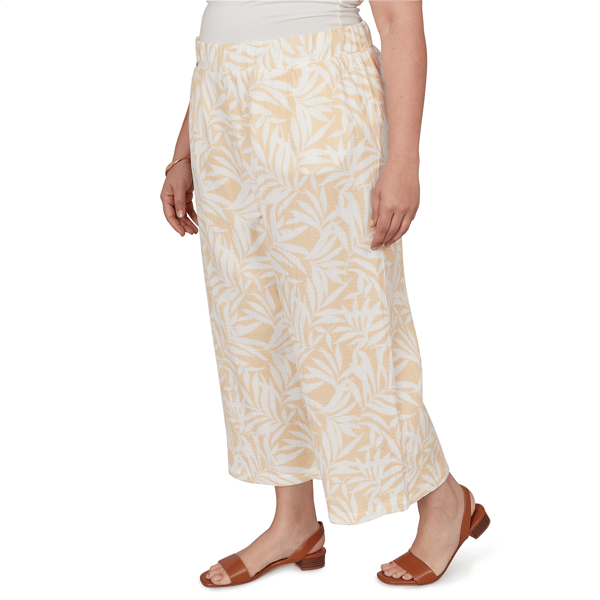 Plus Size Emaline Verde Grove II Tropical Pull On Wide Leg Pants