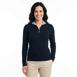 Womens Nautica 1/4 Zip Mock Neck Cable Knit Sweater