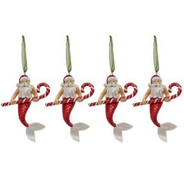 National Tree Glass Santa Merman Ornaments - Set of 4