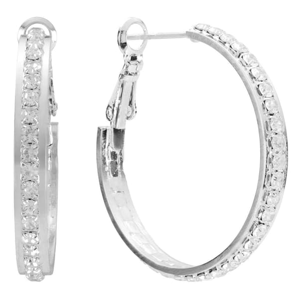 Athra 32mm Silver Plated Crystal Hoop Earrings