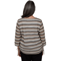 Womens Alfred Dunner Travel Advisory Textured Zig Zag Blouse