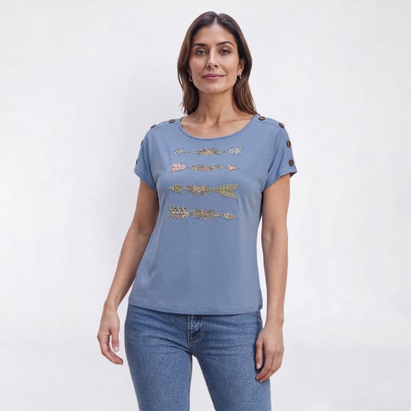 Womens Tru Self Dolman Sleeve Floral Bow Graphic Tee - image 