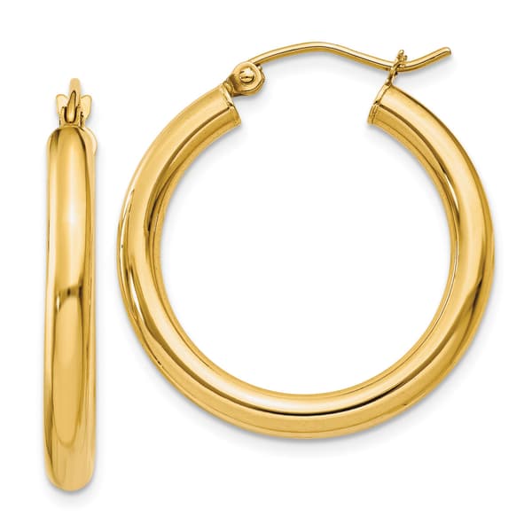 Gold Classics(tm) 14kt. Gold 25mm Tube Hoop Earrings - image 