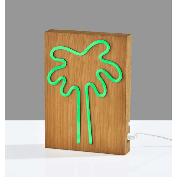 Simplee Adesso Wood Framed Neon Palm Tree Table/Wall Lamp