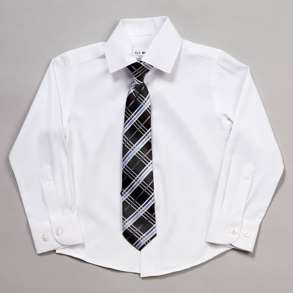 Boys (4-7) Bill Blass Long Sleeve Dress Shirt & Tie Set - White - image 