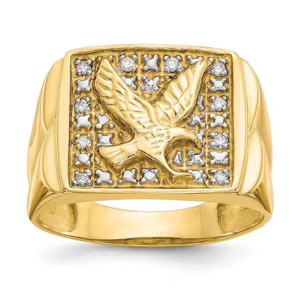 Mens Diamond Classics(tm) 10kt. Gold 1/10ctw. Diamond Eagle Ring - image 