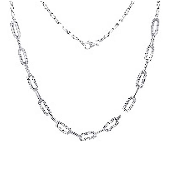 18in. Sterling Silver Cubic Zirconia Paperclip Link Necklace - image 