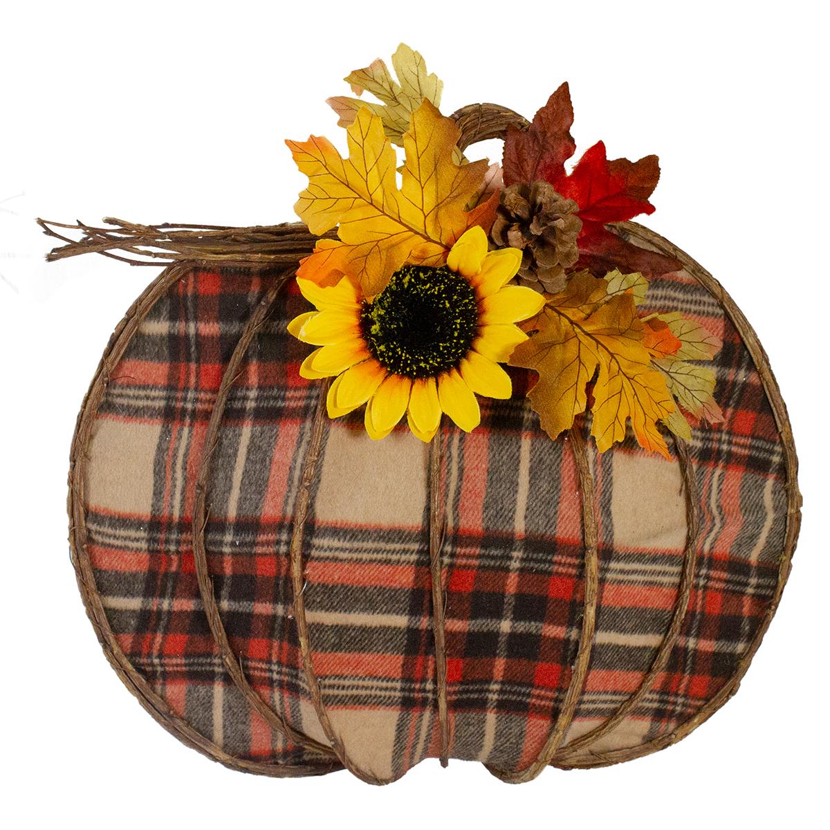 Northlight Seasonal 14in. Plaid Fall Pumpkin Wall Décor