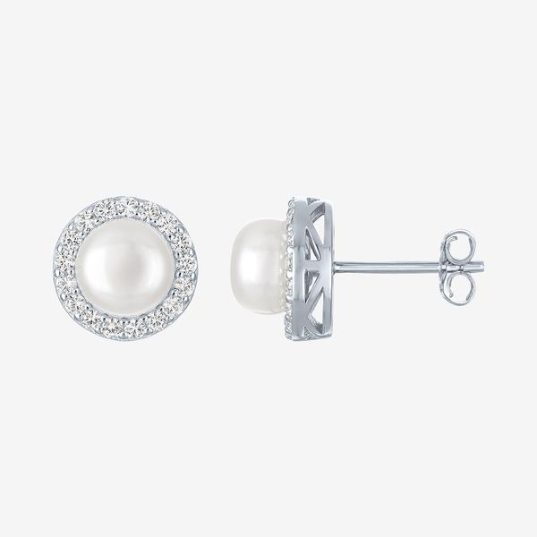 Gemstone Classics™ Lab Grown Sapphire Pearl Button Stud Earrings