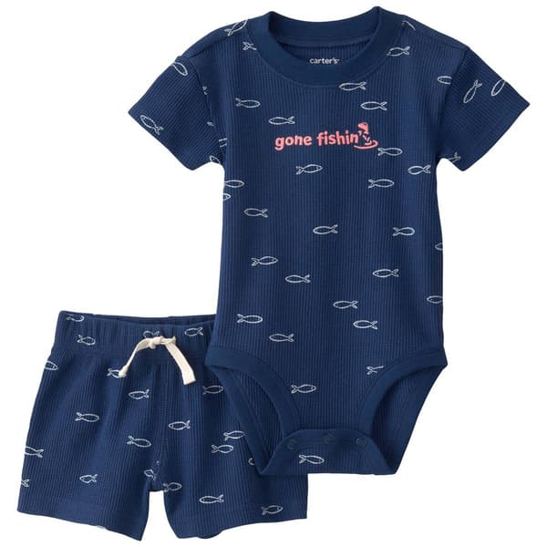 Baby Boy (3-24M) Carter''s Gone Fishing Ss Bodysuit/Short Set