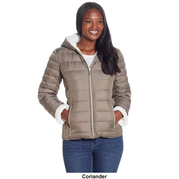 Sherpa lined puffer cheap jacket women's