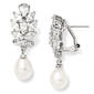 Sterling Silver & CZ Cultured Pearl Drop Earrings - image 1