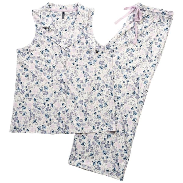Womens IZOD Sleeveless Windy Garden Notch Collar Capri Pajama