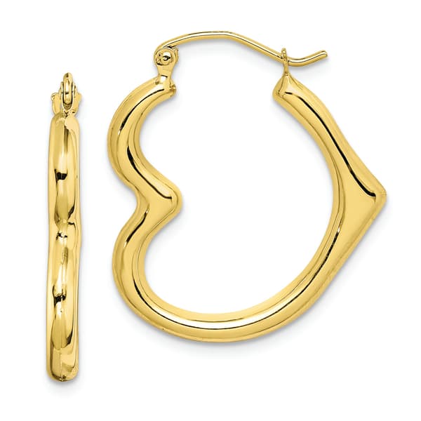 Gold Classics(tm) 10kt. Hollow Heart Shape Hoop Earrings - image 