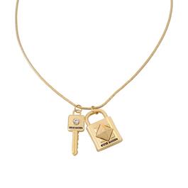 Steve Madden Snake Chain Necklace w/ Padlock & Key Pendants