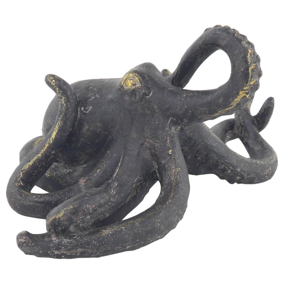 9th & Pike® Black Polystone Coastal Octopus Sculpture