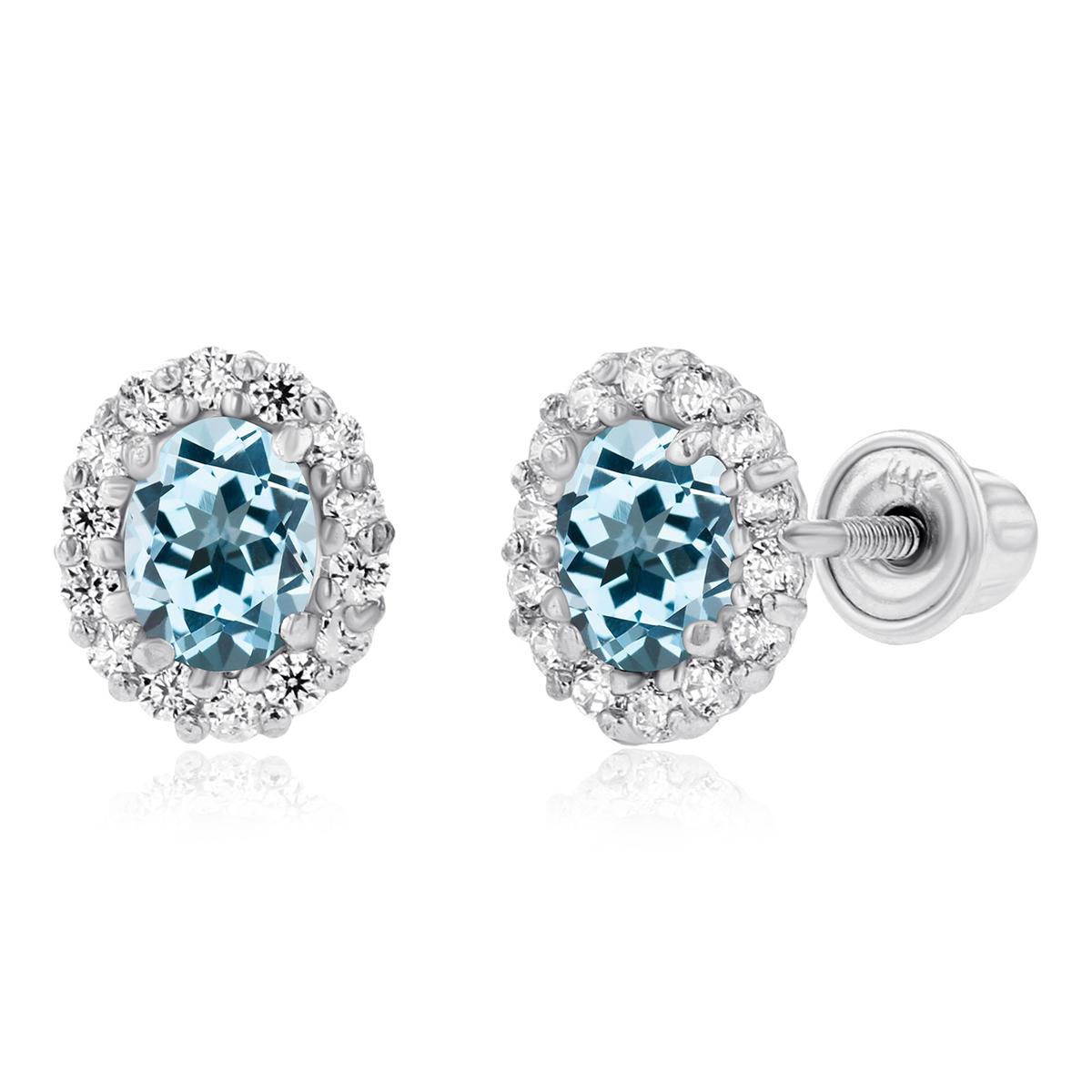Gemstone Classics™ White Gold Sky Blue Topaz Oval Earrings