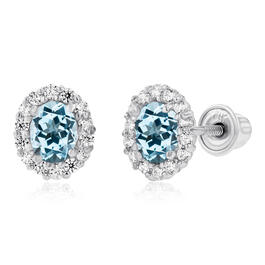 Gemstone Classics&#40;tm&#41; White Gold Sky Blue Topaz Oval Earrings