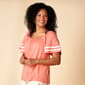 Womens Absolutely Famous Short Sleeve Circle Trim Solid Blouse - image 1