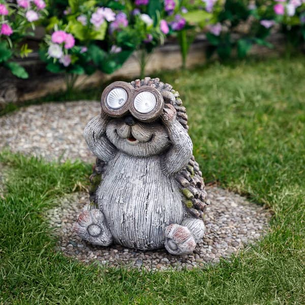 Northlight Seasonal Hedgehog w/ Binoculars Solar Garden Statue