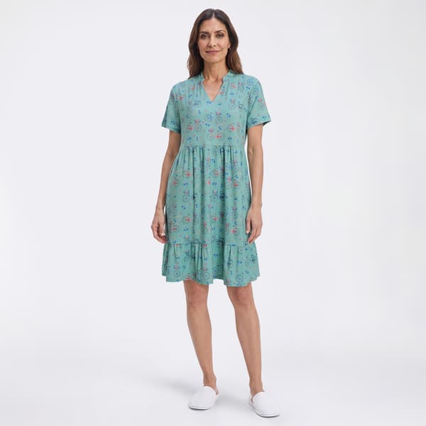 Womens White Orchid Short Sleeve V-Neck Bike Nightshirt - image 
