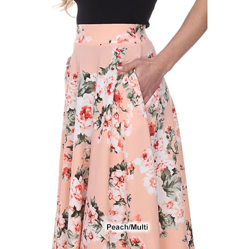 Womens White Mark Floral Flared Print Midi Skirt