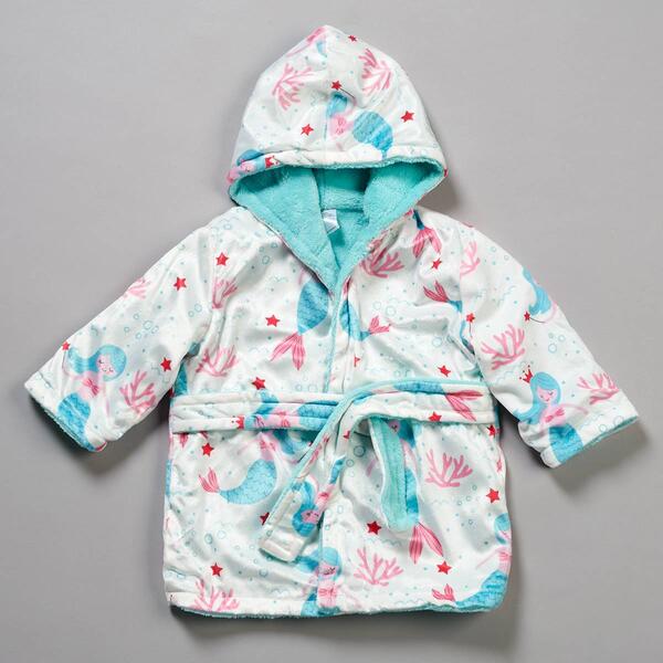 Baby Girl &#40;NB-9M&#41; Zak & Zoey Mermaid Plush Bathrobe - image 