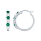 Gemstone Classics&#40;tm&#41; Created Emerald/Sapphire Silver Hoop Earrings - image 1