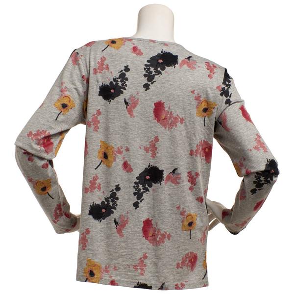 Petite Architect® Long Sleeve Slub Watercolor Floral Tee