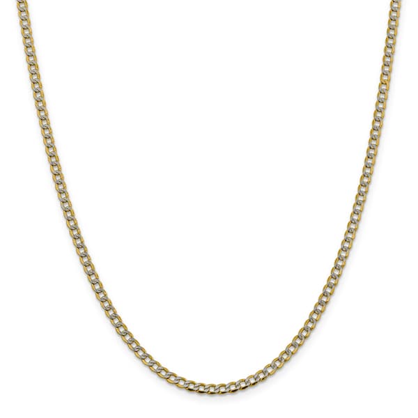 Unisex Gold Classics&#40;tm&#41; 3.4mm. 14k Semi Solid Pave Curb Necklace - image 