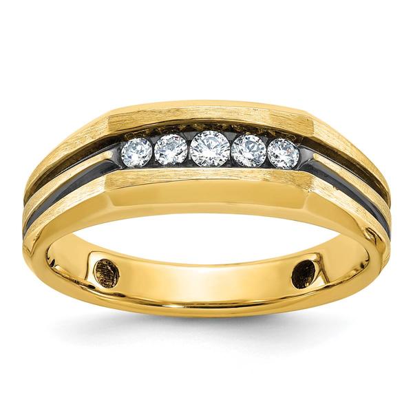 Mens Gentlemens Classics(tm) 14kt. Gold Black Rhodium & Diamond Ring - image 