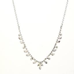 Rosa Rhinestones Silver Plated Rhinestone Stone Point Necklace