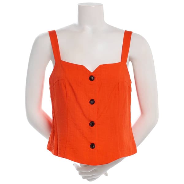 Juniors A. Byer Button Up Vest Tank Top - Poppy - image 