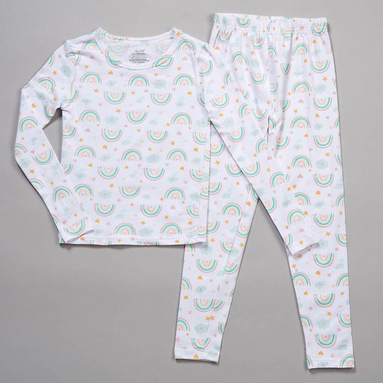 Girls René Rofé® 2pc. Rainbow/Face Clouds Snug Fit Pajamas