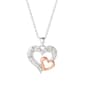 Silver Plated Brass Two-Tone Crystal Double Heart Pendant - image 1