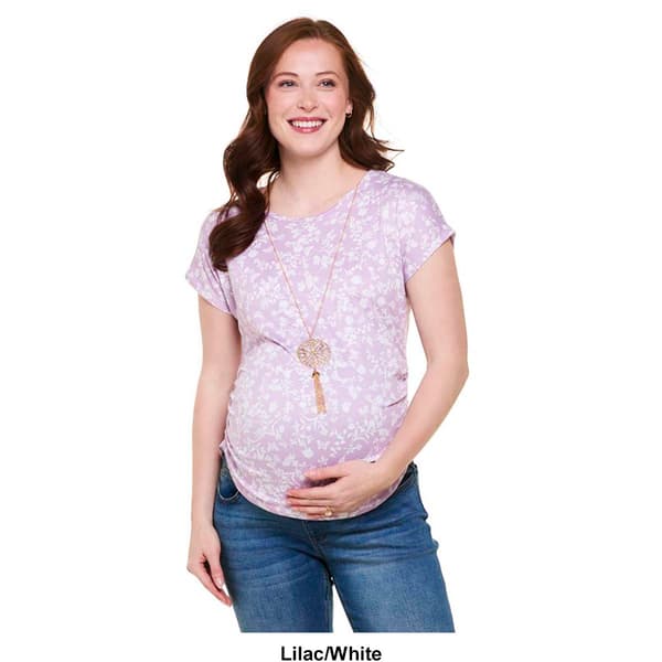 Womens Due Time Short Sleeve Floral Cross Back Maternity Top