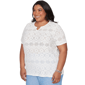 Plus Size Alfred Dunner Vintage Charm Geometric Eyelet Blouse - image 3