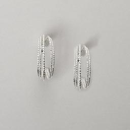 Napier Silver-Tone Twisted Multi-Row Hoop Earrings