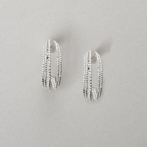 Napier Silver-Tone Twisted Multi-Row Hoop Earrings
